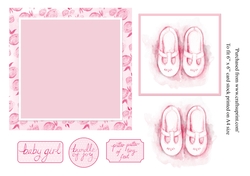 New baby girl pink shoes 6 x 6 card topper