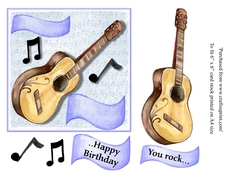 You Rock Guitar birthday card 6 x 6 topper