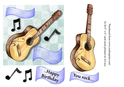 You Rock Guitar birthday card 6 x 6 topper