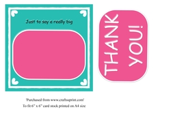Typographical thank you card topper for 6 x 6 cardstock