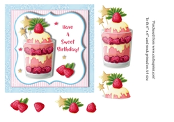 Raspberry sundae ,have a sweet birthday card topper for 6 x 6 cardstock