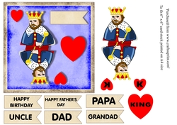 King of hearts male birthday/Fathers Day card topper for 6 x 6 cardstock
