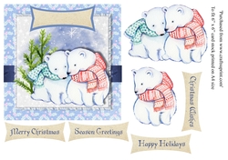 Polar bears in scarves christmas card topper for 6 x 6 card