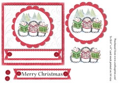 Hedgehog choir singers stamp with gift in snow scene topper for 6 x 6 card