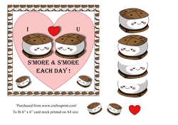 Funny food themed valentine card topper Smore for 6 x 6 card