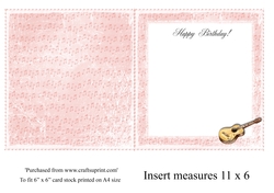 Elvis themed birthday card insert for 6 x 6 card measures 11x 6