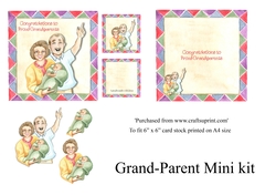 Congratulations to new Grand - Parents card , 6x6 topper with insert, decoupage and gift card