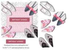 Shoe lovers birthday card topper for 6 x 6 card