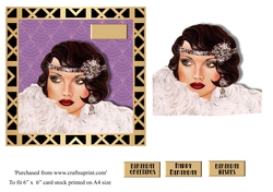 Art Deco female birthday card topper for 6x6 card