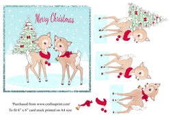 Cute bambi Christmas card topper for 6x6 card