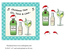 Gin themed Christmas card toppers 6x6