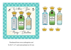 Gin themed Christmas card toppers 6x6