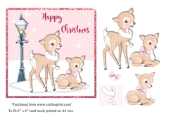 Cute bambi Christmas card topper for 6x6 card