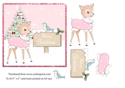 Cute bambi Christmas card topper for 6x6 card
