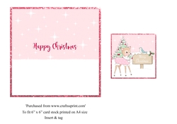 Cute bambi Christmas card topper insert and tag for 6x6 card