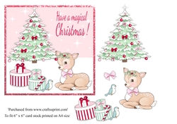 Cute bambi Christmas card topper for 6x6 card