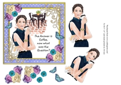 Funny female coffee themed birthday card topper for 6x6 card