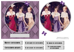 Art Deco female Christmas card topper for 6x6 card