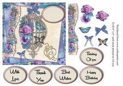 Birthday butterflies 6 x 6 card topper with decoupage