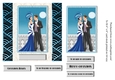 Art Deco couple Christmas card topper for 6x6 card in turquoise