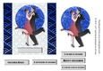 Art Deco couple Christmas card topper for 6x6 card in blue