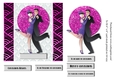 Art Deco Dancing couple Christmas card topper for 6x6 card in hot pink