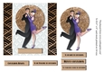 Art Deco Dancing couple Christmas card topper for 6x6 card in gold