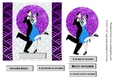 Art Deco Dancing couple Christmas card topper for 6x6 card in purple