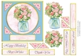 Pastel roses in vase topper for 6x6 card
