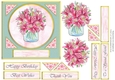 Pastel pink and white lillies in vase topper for 6x6 card