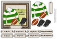 White and green striped rugby shirt with rugby ball and boots, male birthday card 6x6 topper