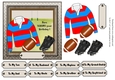 Red and blue striped rugby shirt with rugby ball and boots, male birthday card 6x6 topper