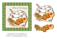 Christmas Hot Chocolate with seasonal cookies on gingerbread men background topper 6 x 6, 2 cards red and green with matching inserts