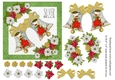 Vintage Christmas card Silver Bells in green for topper for 6x6 card