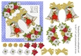 Vintage Christmas card Silver Bells in blue for topper for 6x6 card
