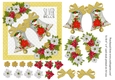 Vintage Christmas card Silver Bells in gold for topper for 6x6 card