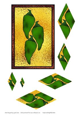 Stained Glass Green Chilli Diamond Pyramid