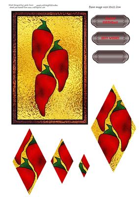 Stained Glass Red Chilli Diamond Pyramid