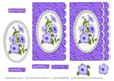 Blue Petunia Scalloped Edge A6 Topper