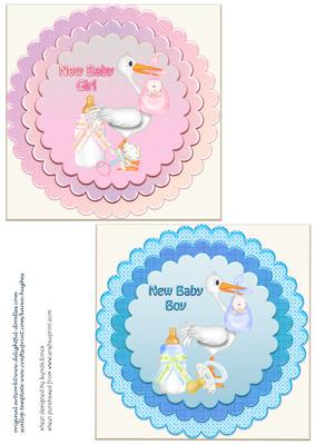 Baby Boy and Girl Square Toppers