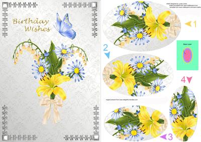 Lily and Blue Daisies Oval Pyramid