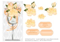 Peach Roses in a Wine Glass