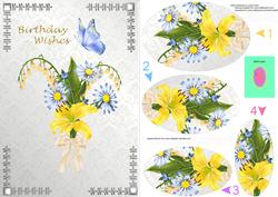 Lily and Blue Daisies Oval Pyramid