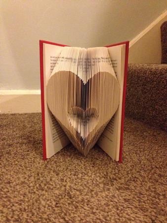 Book Folding Pattern for a Heart with Low Invert Heart