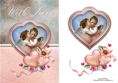 With Love Cherubs A5 Quick card