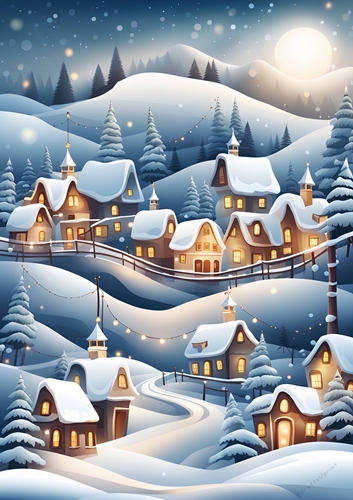 Christmas Village A4 Print/ Background
