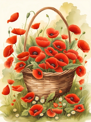 Basket of Poppies A4 Print