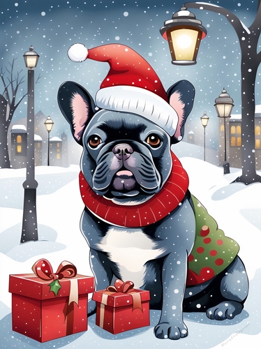 Christmas Frenchie A4 Print/ Quick Card