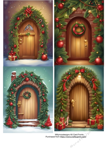 Pack of four A5 Christmas Fairy Doors Card Fronts