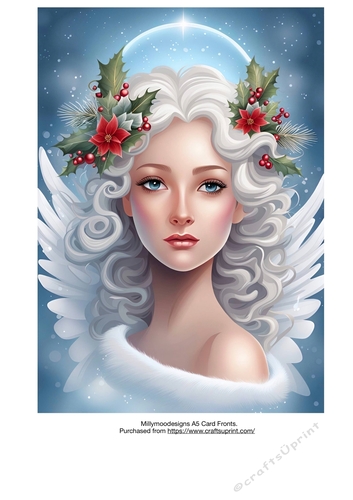 Christmas Angel Card Fronts A4 A5 A6
